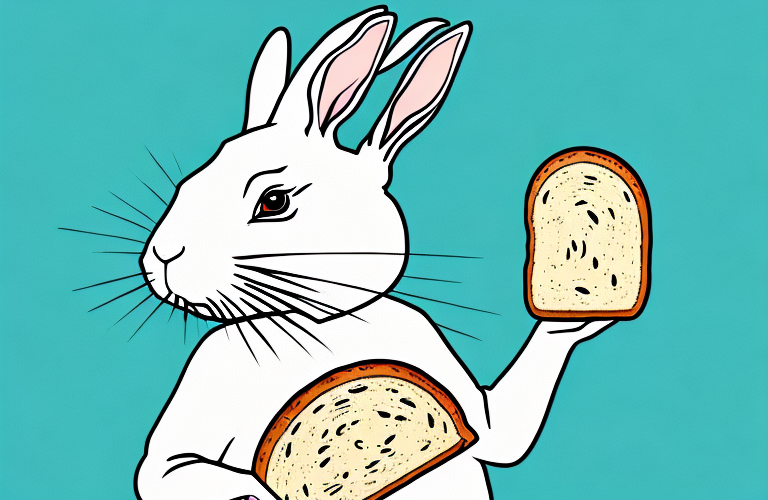 A rabbit eating a slice of bread
