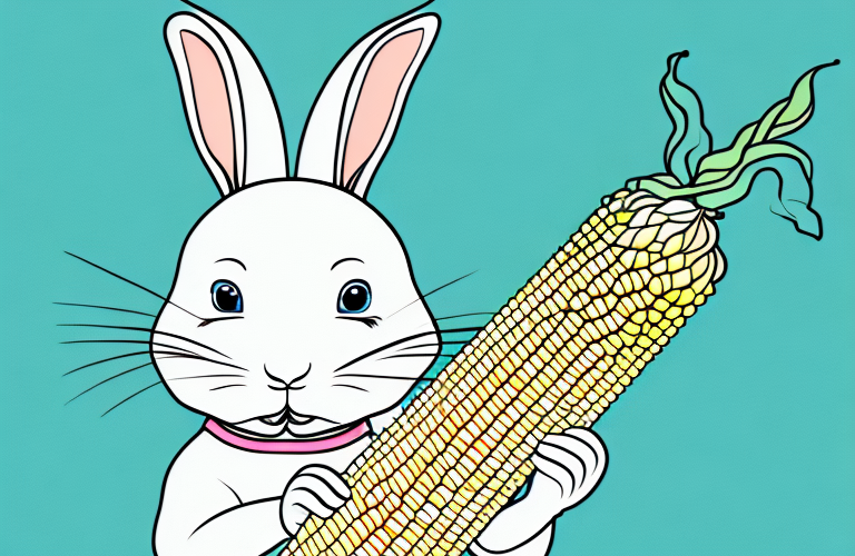 A rabbit eating corn