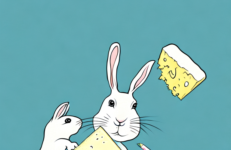 A rabbit eating cheese