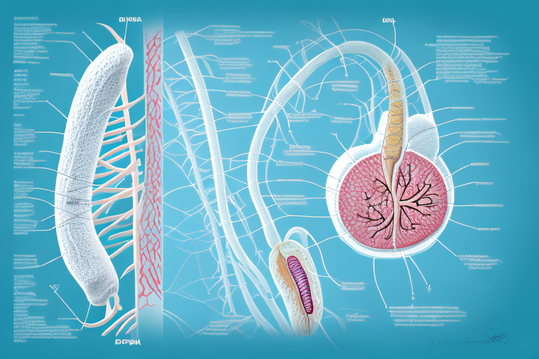 A medical diagram showing the anatomy of the epididymis and its surrounding structures