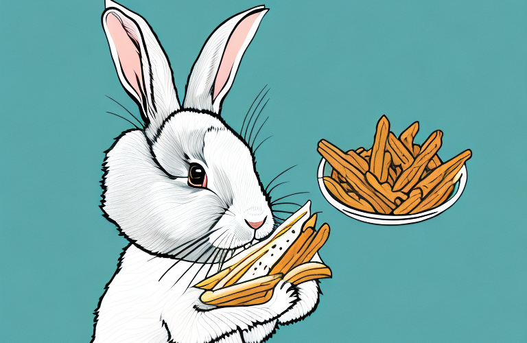 A rabbit eating a savory snack
