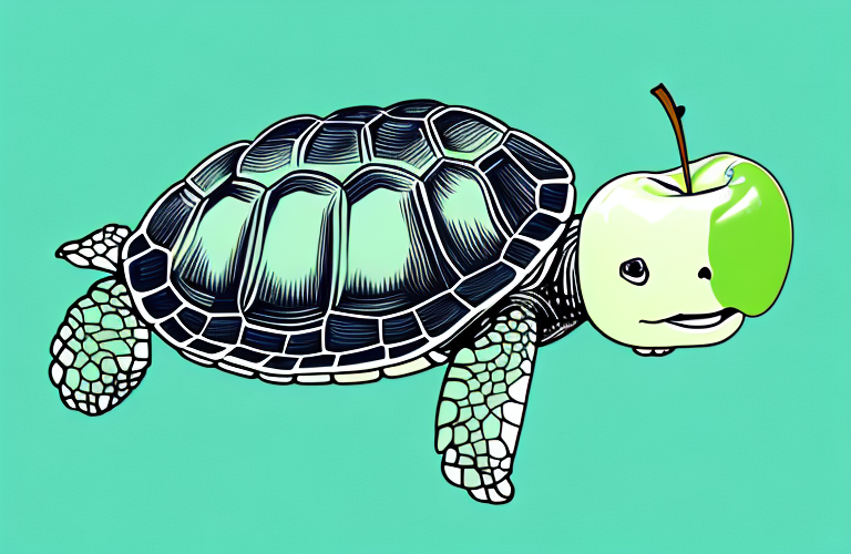 A turtle eating an apple