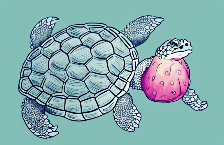 A turtle eating a dragon fruit