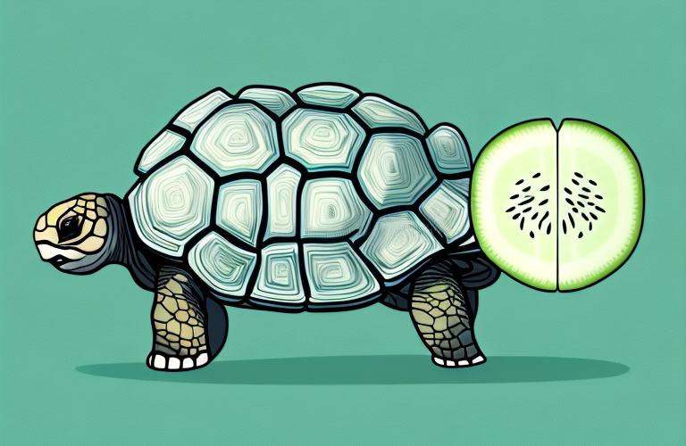 A tortoise eating a honeydew melon