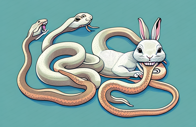 A rabbit eating a snake