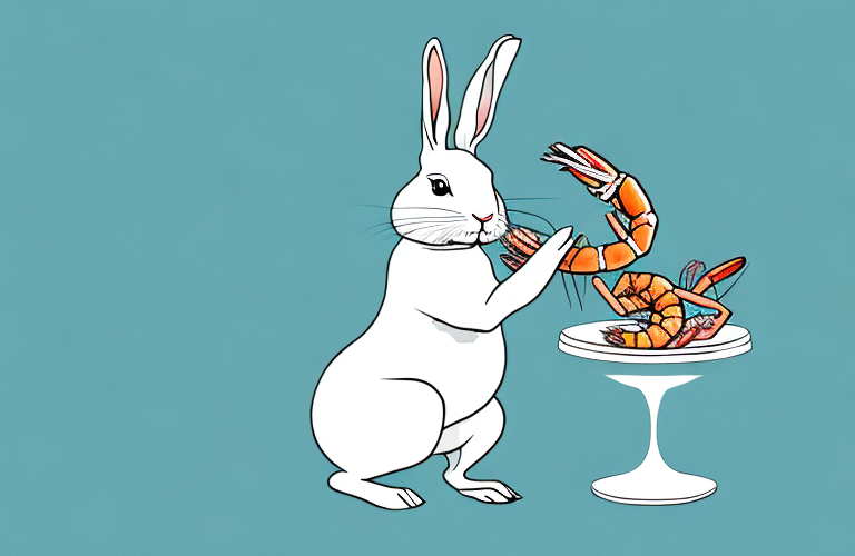 A rabbit eating a prawn