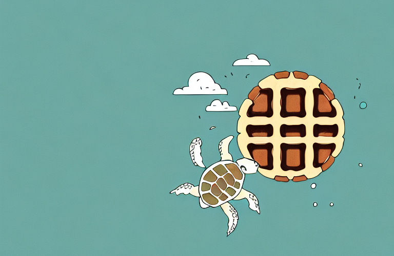 A turtle eating a waffle