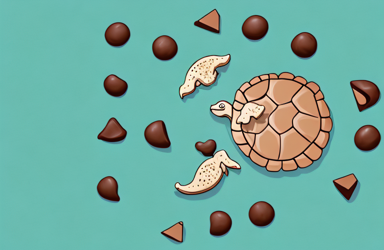 A turtle eating a chocolate chip cookie