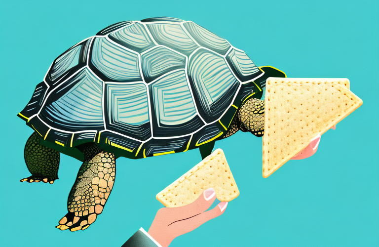 A tortoise eating a saltine cracker
