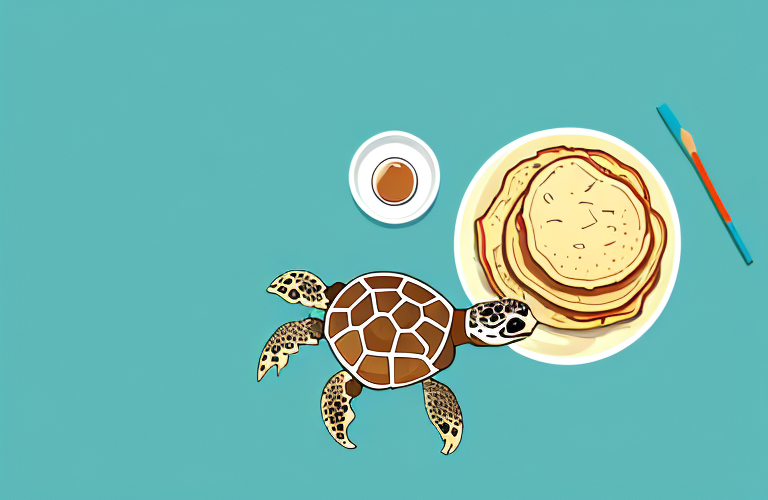 A tortoise eating a pancake