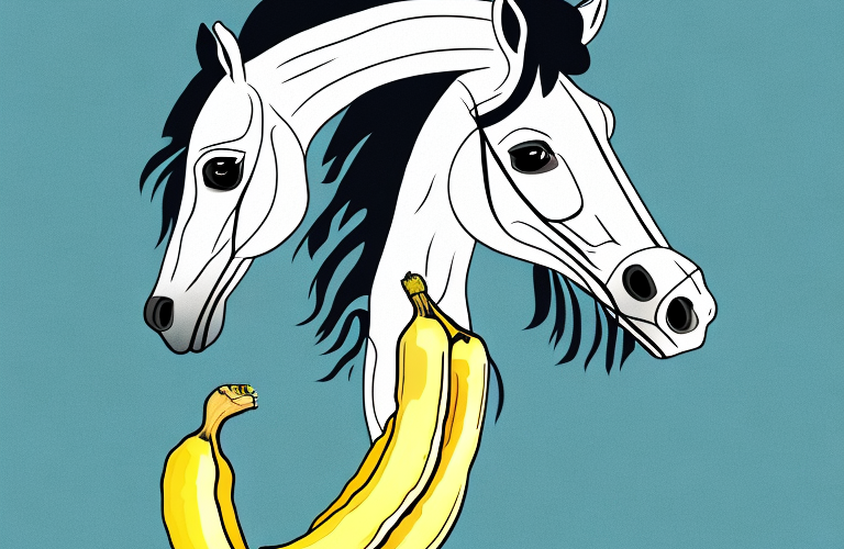 A horse eating a banana