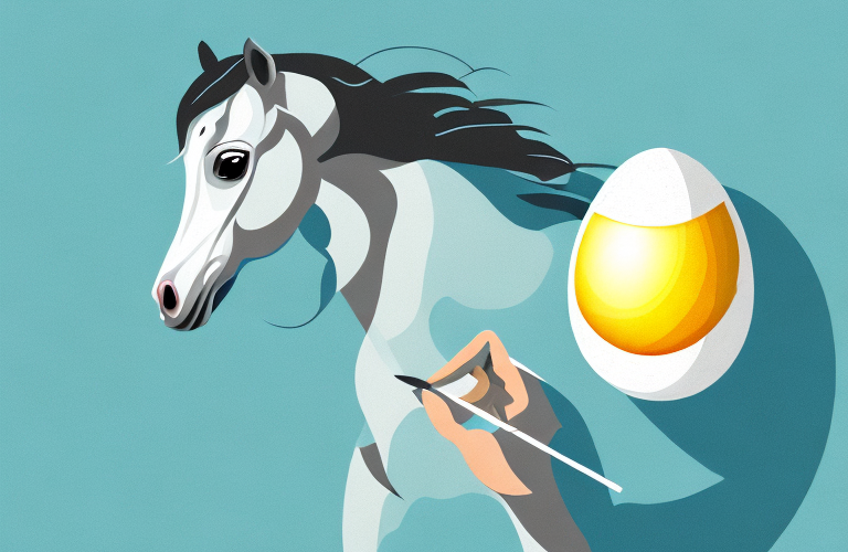 A horse eating egg whites