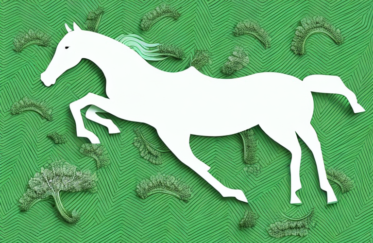 A horse eating cilantro leaves