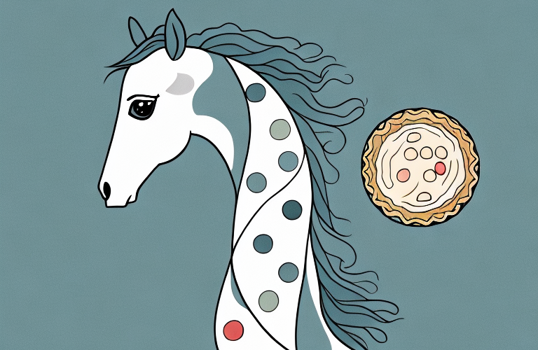 A horse eating an apple pie