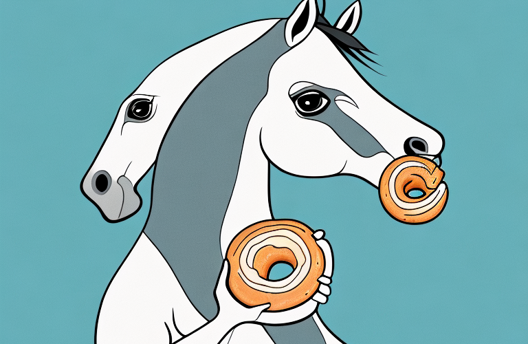 A horse eating a bagel