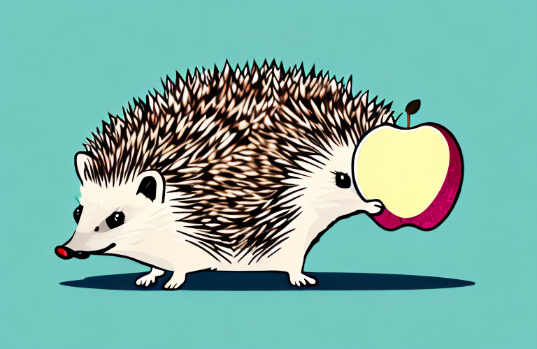 A hedgehog eating an apple