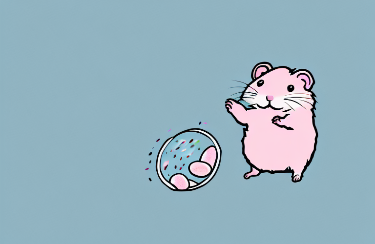 A hampster eating pink beans
