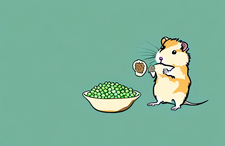 A hampster eating split peas