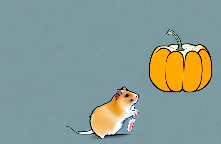 A hamster eating a buttercup squash
