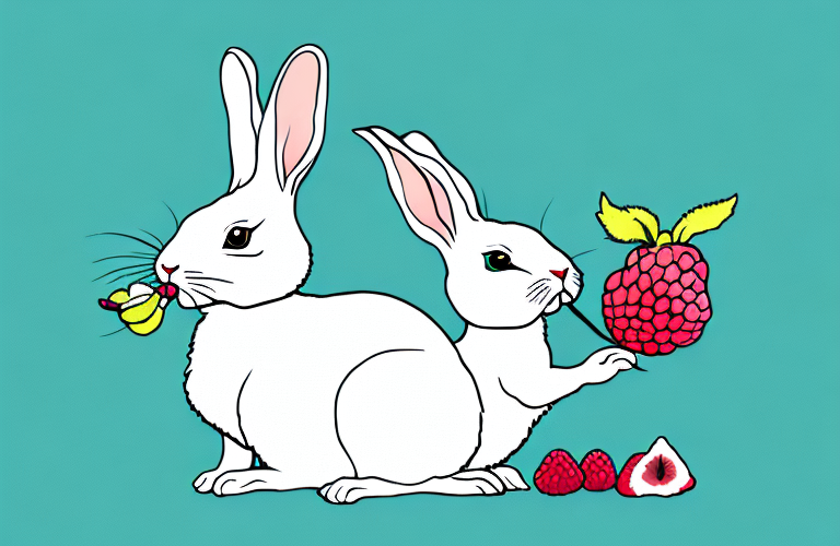 A rabbit eating a raspberry