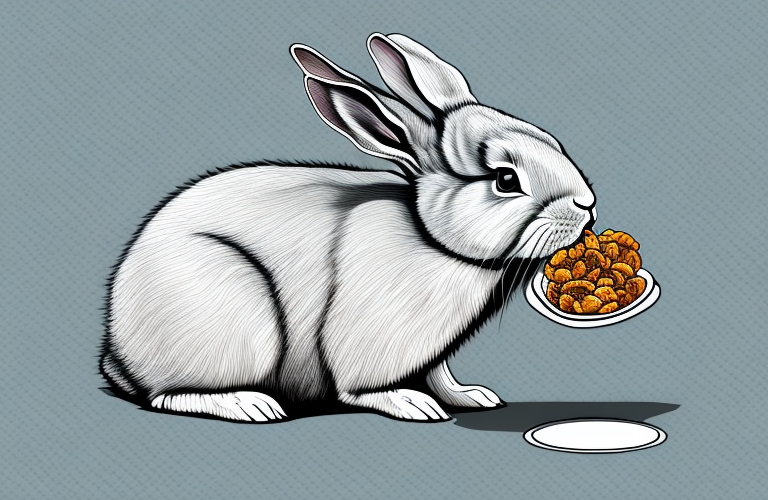 A rabbit eating a raisin