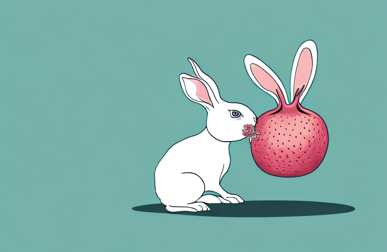 A rabbit eating a pomegranate