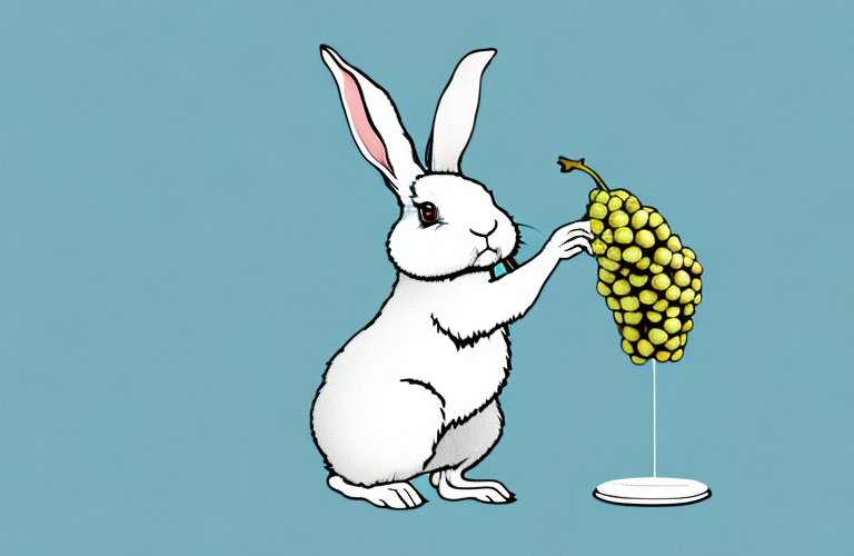 A rabbit eating a grape