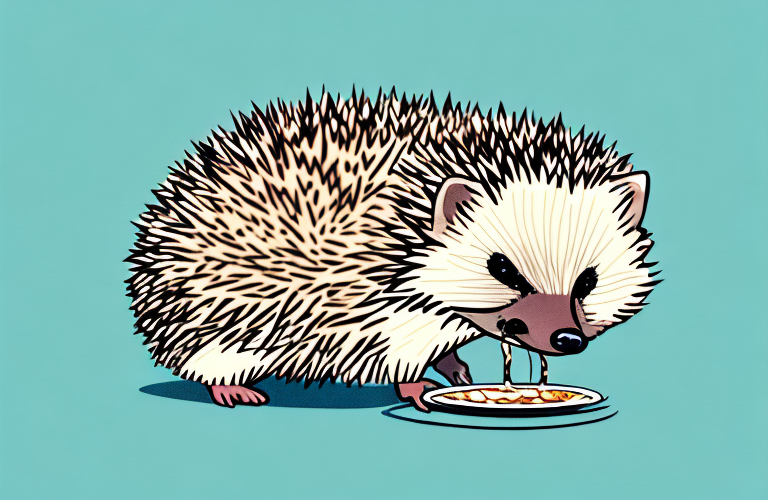 A hedgehog eating soy sauce