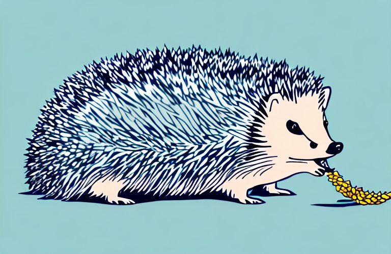 A hedgehog eating takis