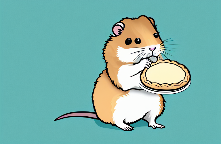 A hampster eating a pie