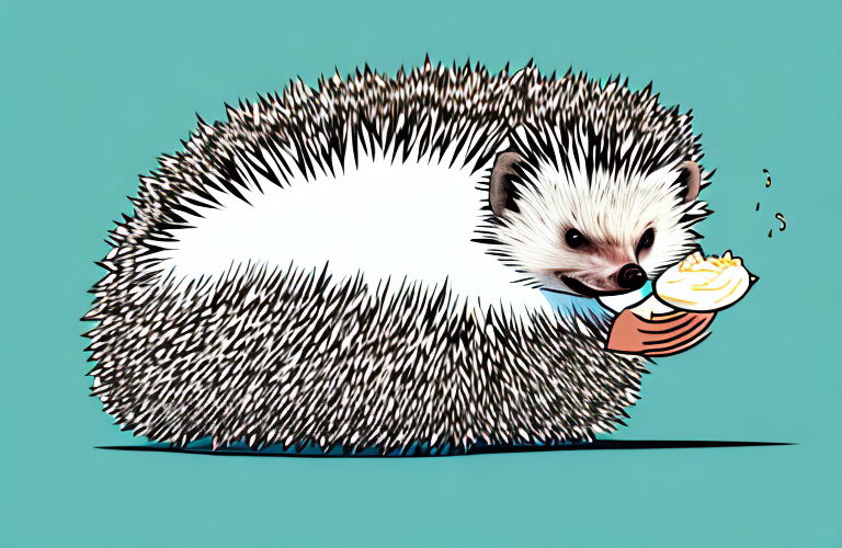 A hedgehog eating sour cream