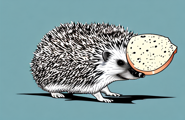 A hedgehog eating a piece of mozzarella cheese