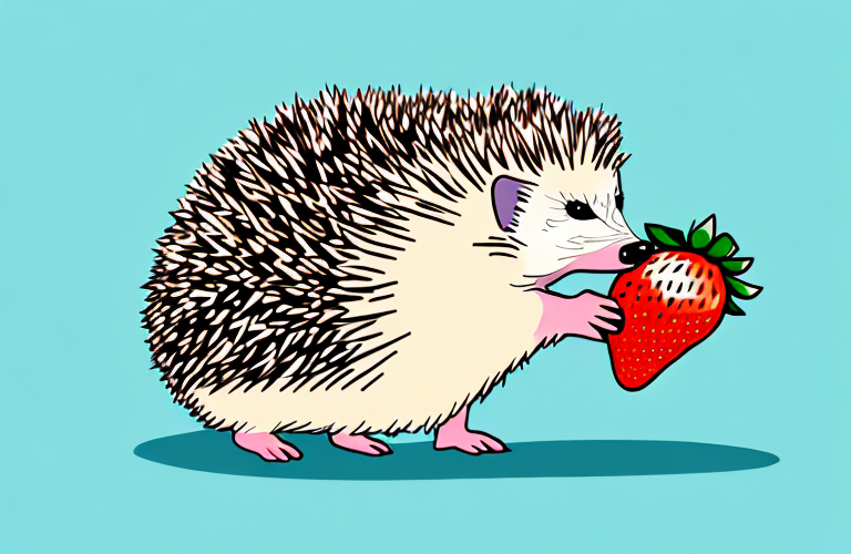 A hedgehog eating a strawberry yogurt