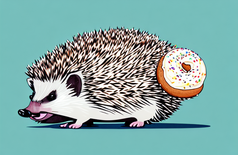 A hedgehog eating a sweet roll