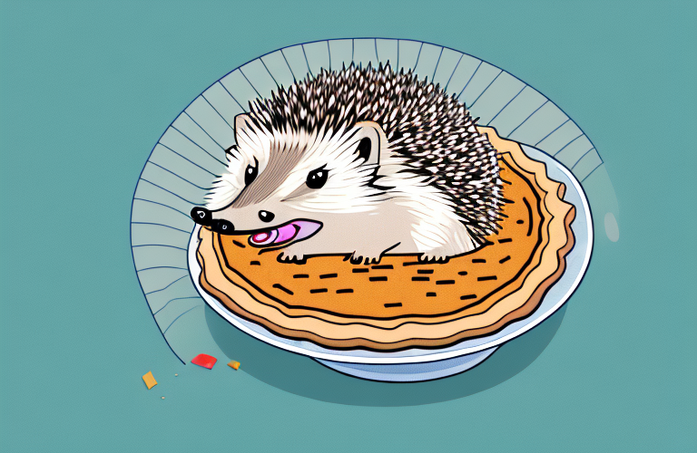 A hedgehog eating a pie