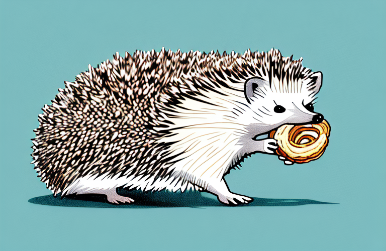 A hedgehog eating a croissant