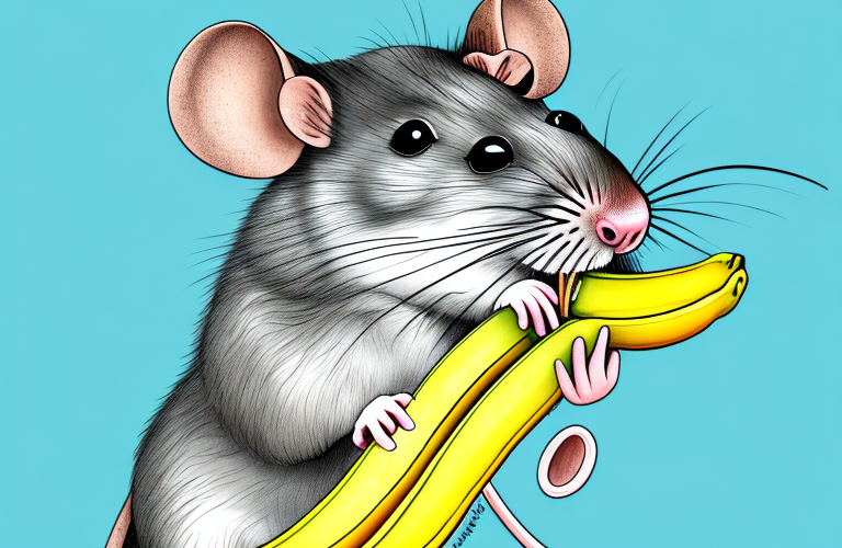 A mouse eating a banana