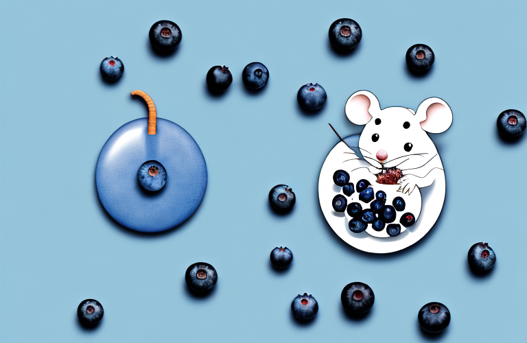 A mouse eating a blueberry