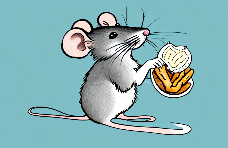 A mouse eating a date