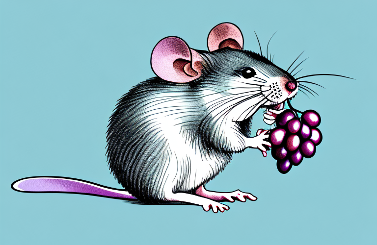 A mouse eating a grape