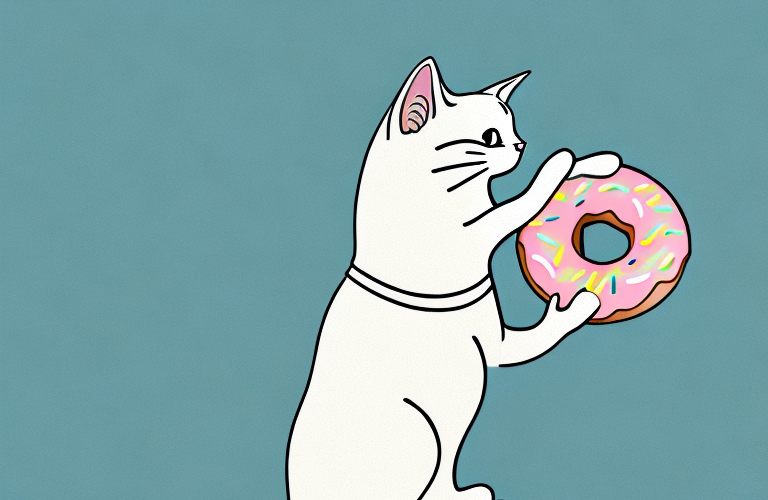 A cat eating a donut