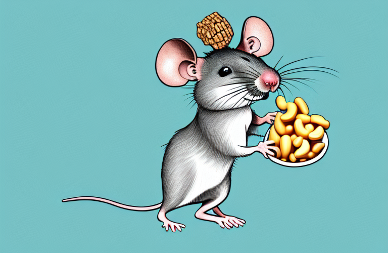 A mouse eating a peanut