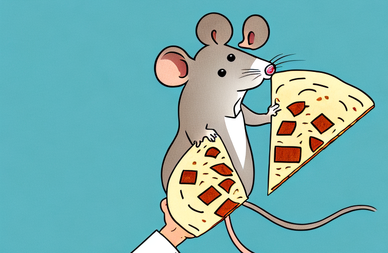 A mouse eating a piece of flatbread