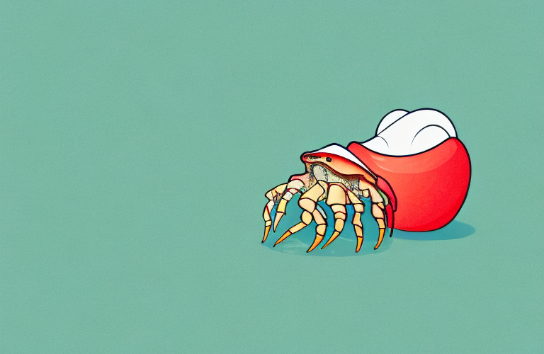 A hermit crab eating an apple