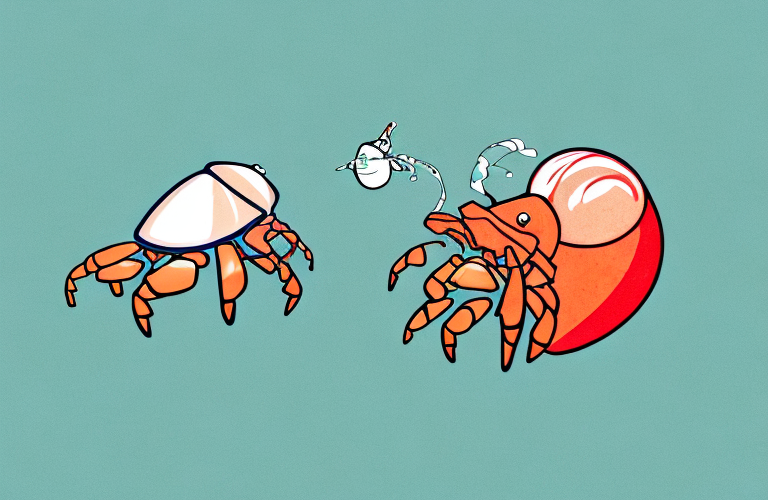 A hermit crab eating a cherry