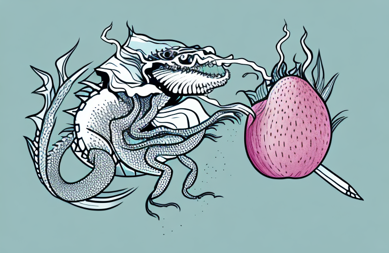 A hermit crab eating a dragon fruit