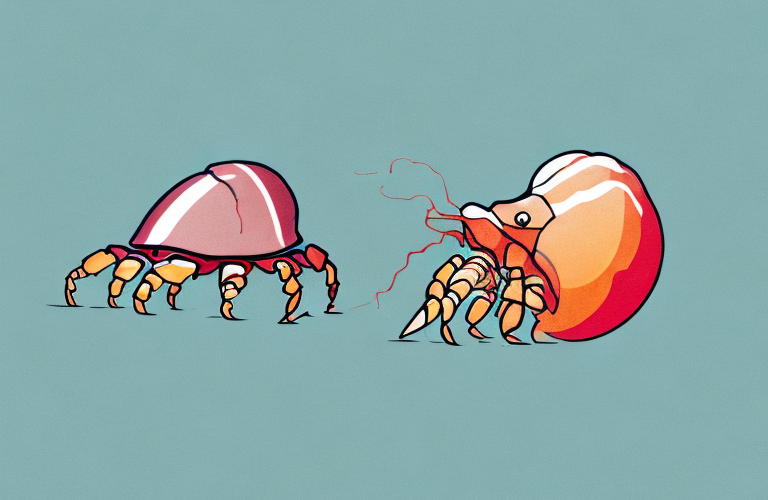 A hermit crab eating a plum
