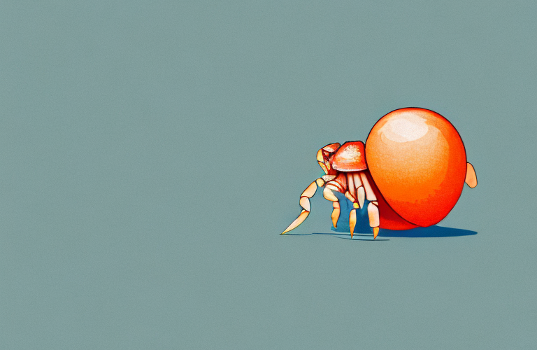 A hermit crab eating a blood orange