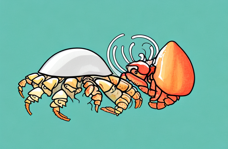 A hermit crab eating a cherimoya