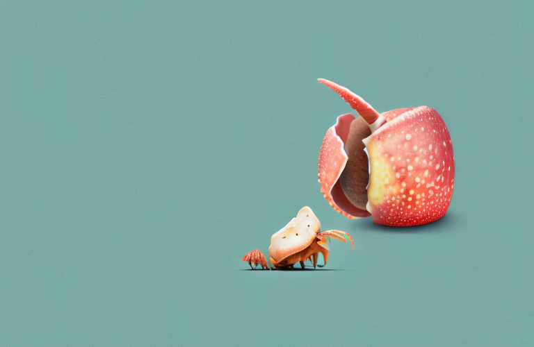 A hermit crab eating a sugar apple